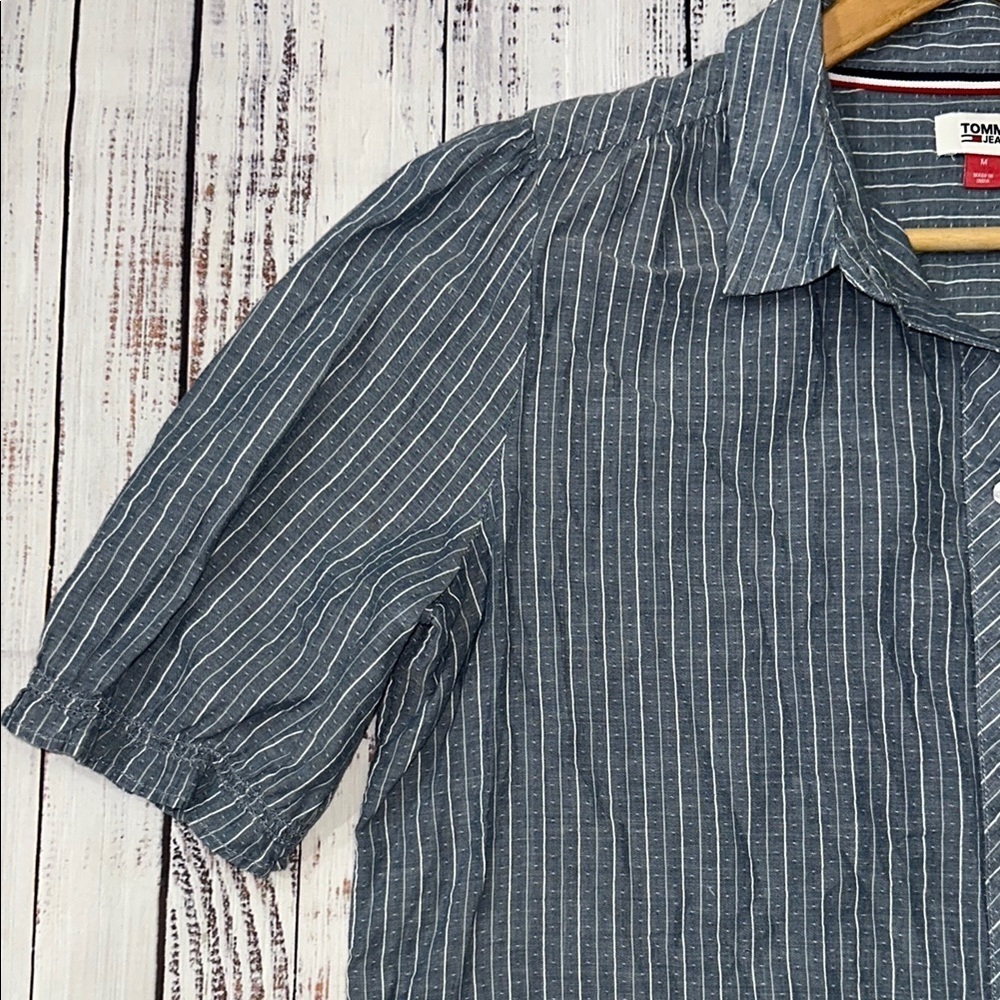 Tommy Hilfiger Blue Striped Button Down Shirt Sz. M - Picture 4 of 7